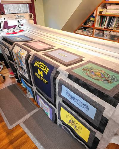 A custom quilt in process at Francestown’s The Quilted Bug. 