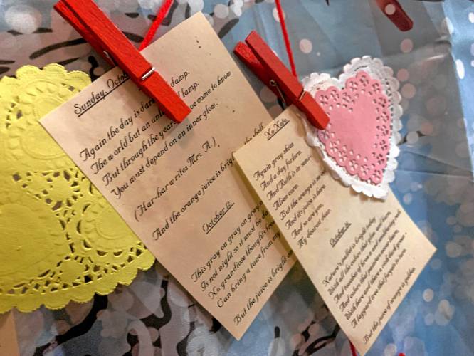 Poems that author C.W. Anderson wrote to his wife, Madeleine, are on display at Mason Public Library at part of its Valentine’s Day exhibit.