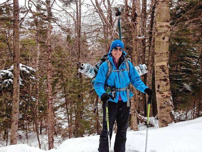  Cyrena Arnold hikes up Mount Washington to Harvard Cabin to inspect remote observatory weather stations around the White Mountains.